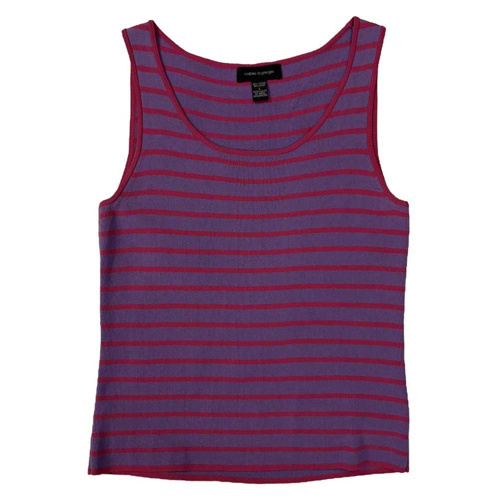 Cable & Gauge purple & pink striped sleeveless tank top size L